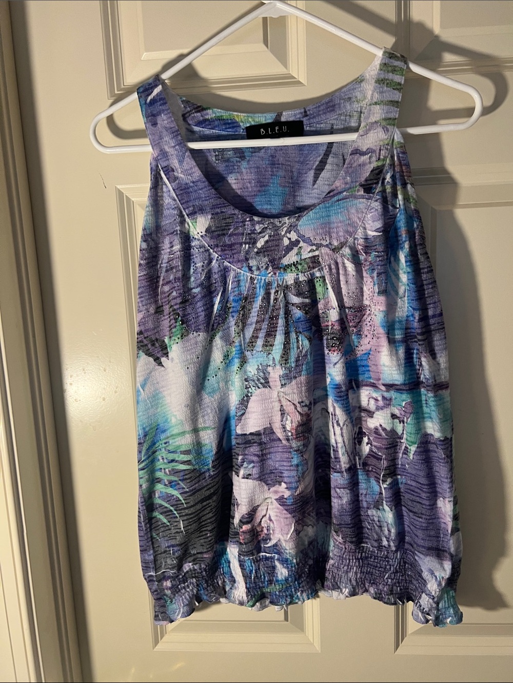 Bleu Purple Floral Scoop Neck Tank Top